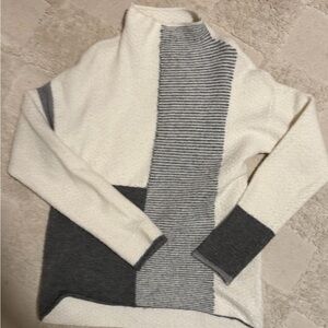 Cyrus White and Gray Colorblock Turtleneck Sweater